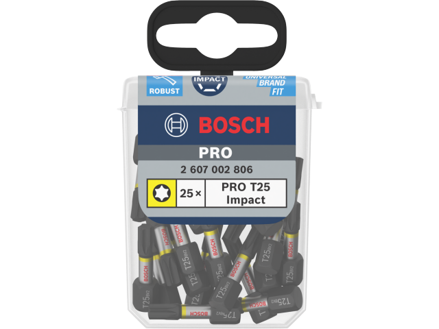 25-delni komplet vijačnih nastavkov Bosch PRO Torx Impact, T25, 25mm, 2607002806